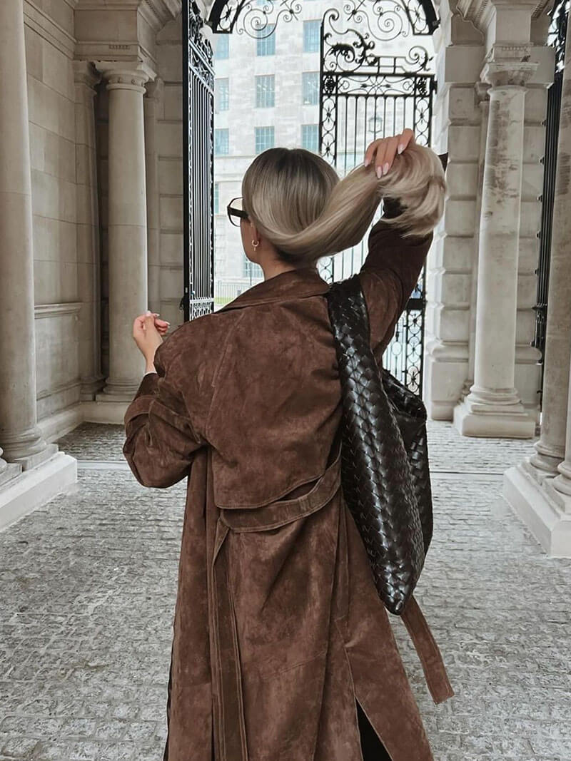Manteau trench long style urbain pour femme