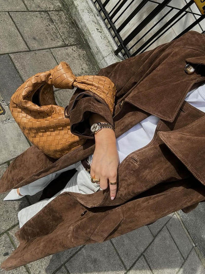 Manteau trench long style urbain pour femme