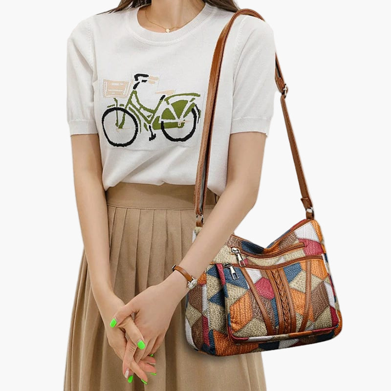 Sac à bandoulière patchwork pour femme - Style bohème chic et pratique au quotidien