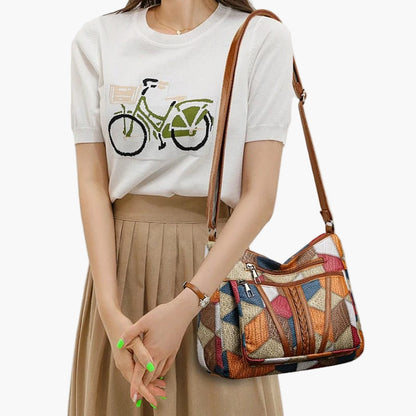 Sac à bandoulière patchwork pour femme - Style bohème chic et pratique au quotidien