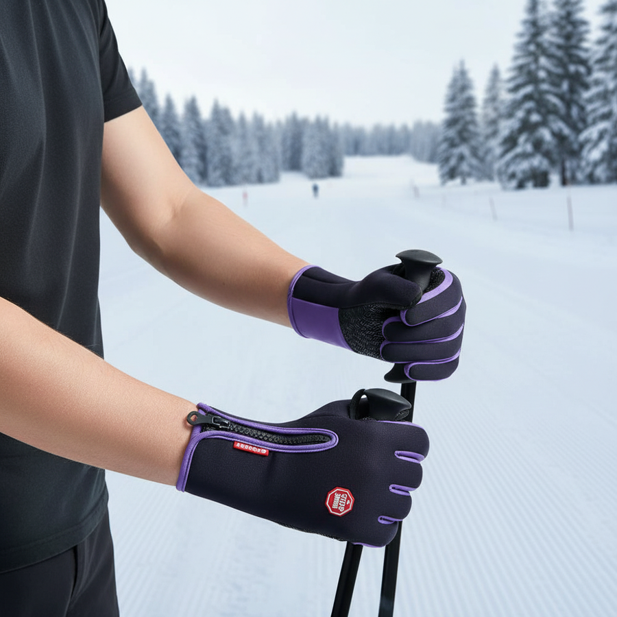 Guantes de esquí de invierno cortavientos con cremallera lateral, varios colores