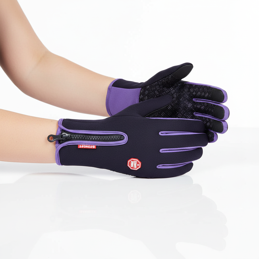 Guantes de esquí de invierno cortavientos con cremallera lateral, varios colores