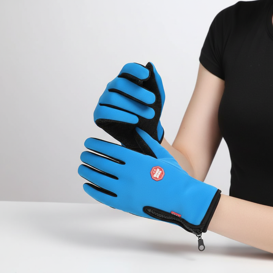 Guantes de esquí de invierno cortavientos con cremallera lateral, varios colores