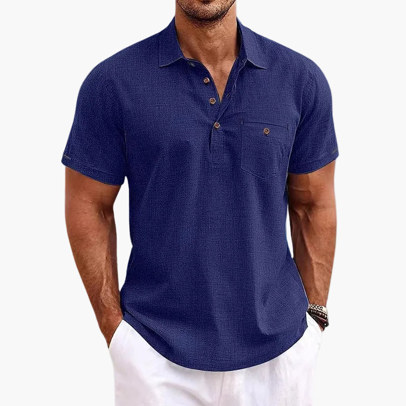 Polo décontracté homme col boutonné style estival polyvalent