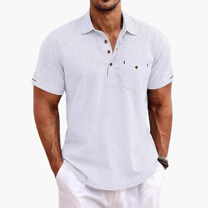 Polo décontracté homme col boutonné style estival polyvalent