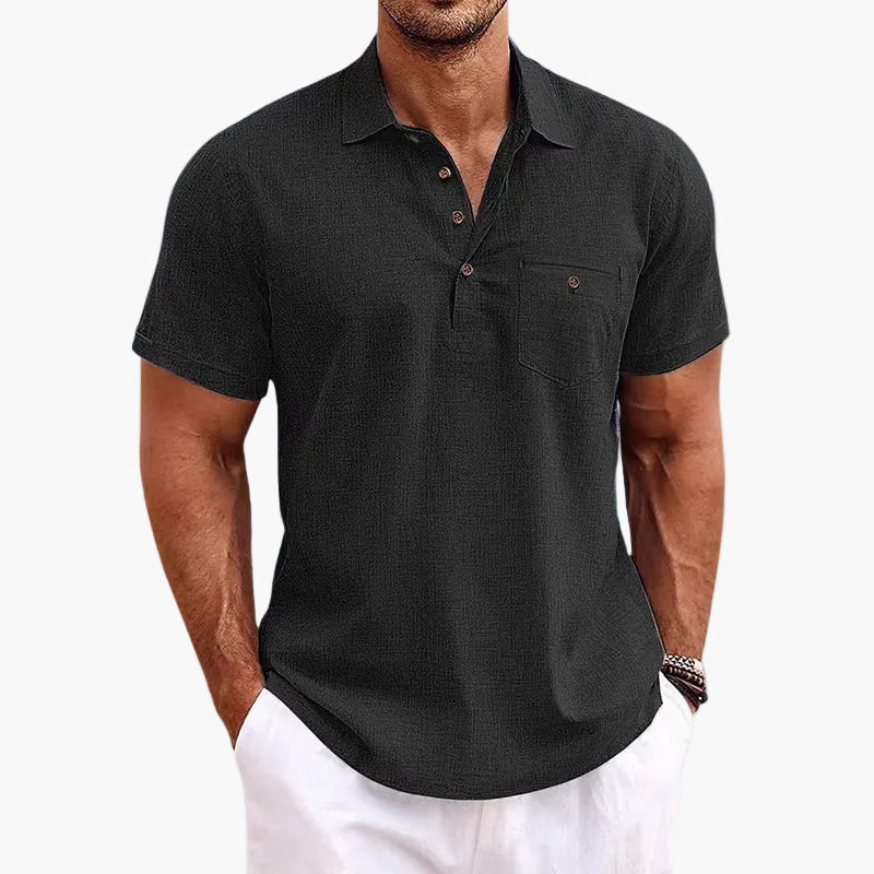 Polo décontracté homme col boutonné style estival polyvalent