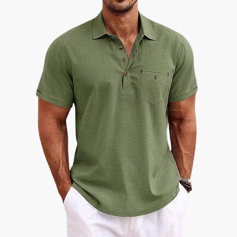 Polo décontracté homme col boutonné style estival polyvalent