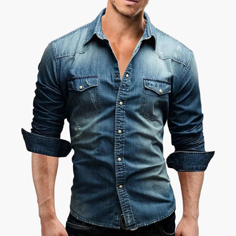 Chemise en jean homme coupe slim style décontracté mode urbaine