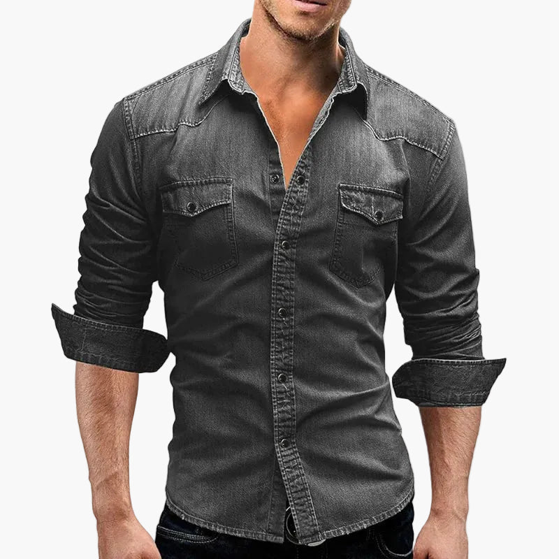 Chemise en jean homme coupe slim style décontracté mode urbaine