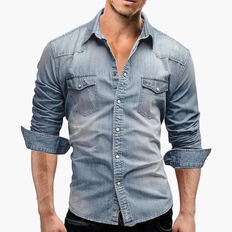 Chemise en jean homme coupe slim style décontracté mode urbaine
