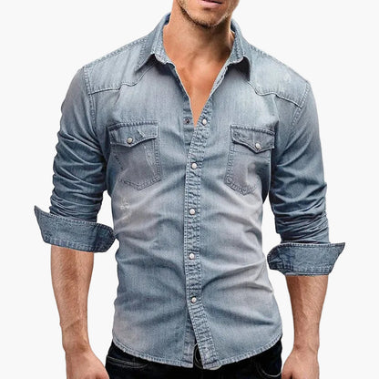 Chemise en jean homme coupe slim style décontracté mode urbaine