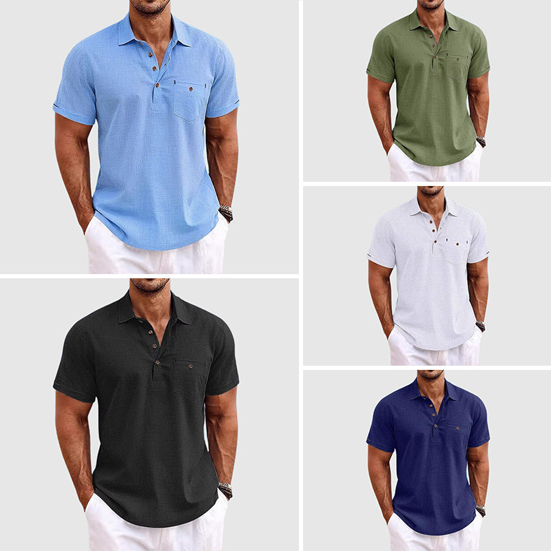 Polo décontracté homme col boutonné style estival polyvalent