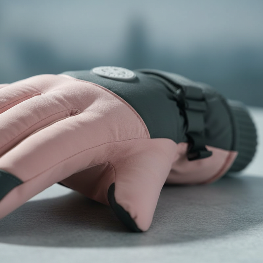 Warme tweekleurige winterhandschoenen met touchfunctie en verstelbare riem