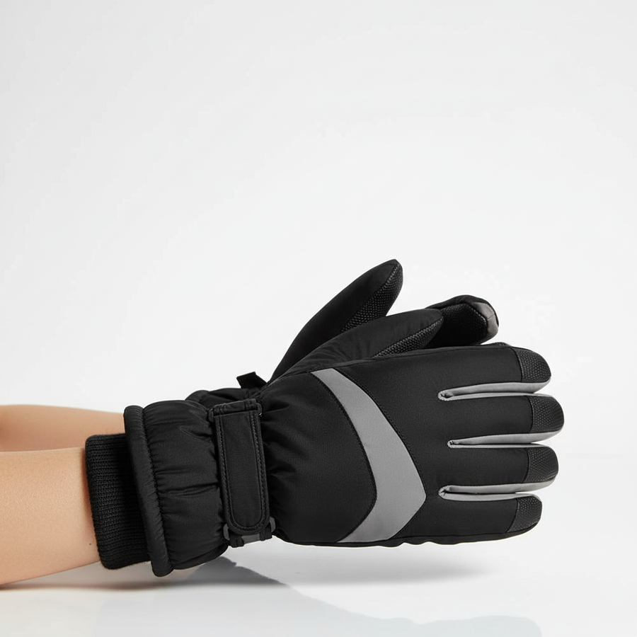 Warme tweekleurige winterhandschoenen met touchfunctie en verstelbare riem