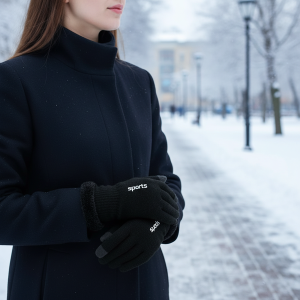 Guantes táctiles de invierno «Sports» forrados y cálidos para mujer, negros o grises