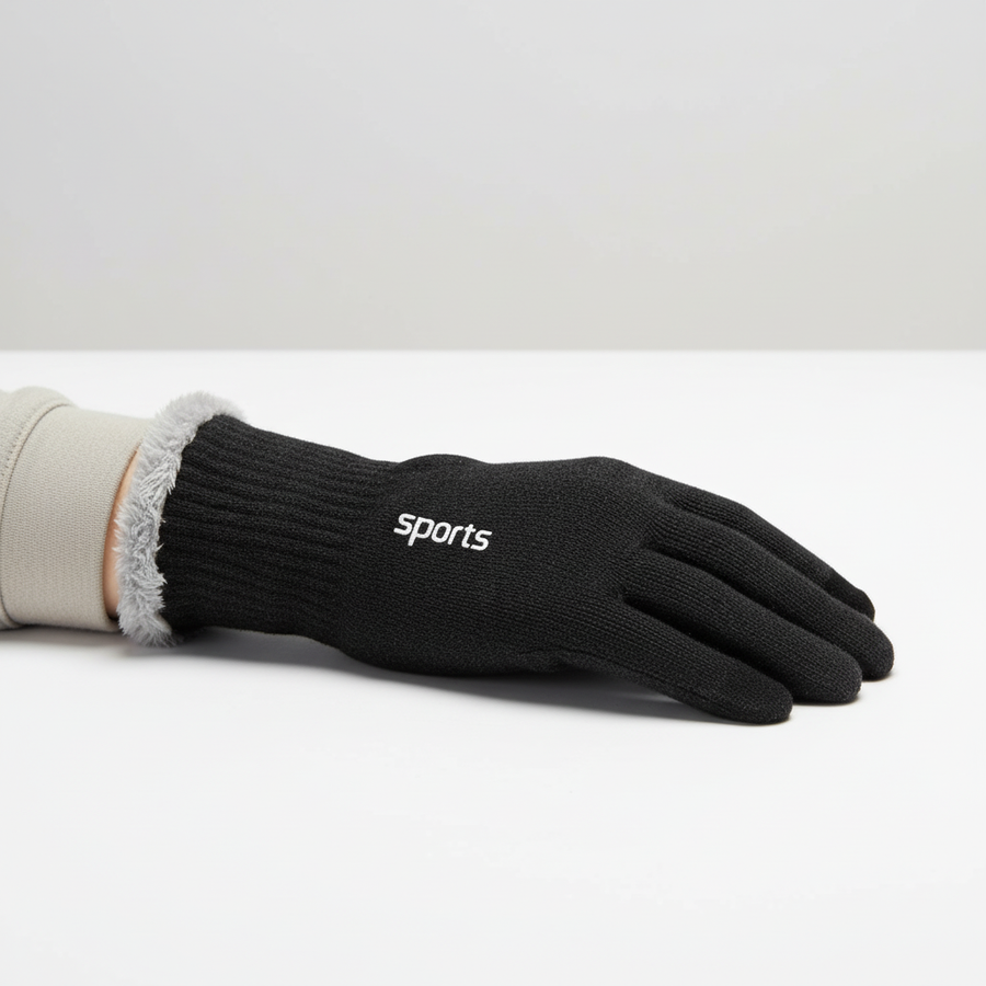 Warme gevoerde winterhandschoenen met touchfunctie voor dames, "Sports", zwart of grijs