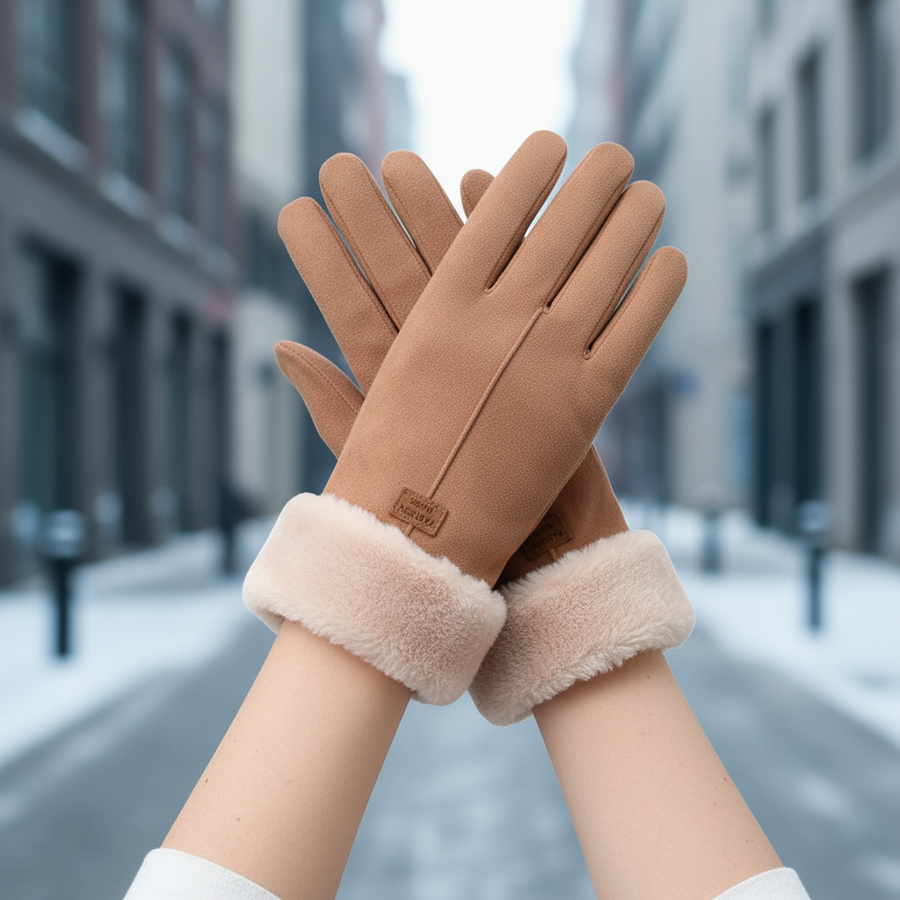 Dammvantar för vintern med mjukt foder, pälskant och värme