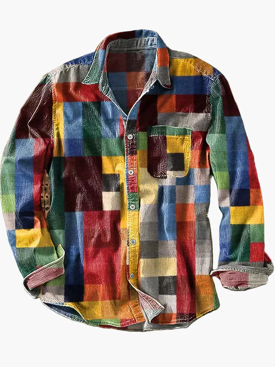Lässiges Herrenhemd mit geometrischem Muster Urbaner Stil