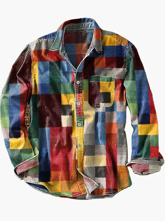Lässiges Herrenhemd mit geometrischem Muster Urbaner Stil