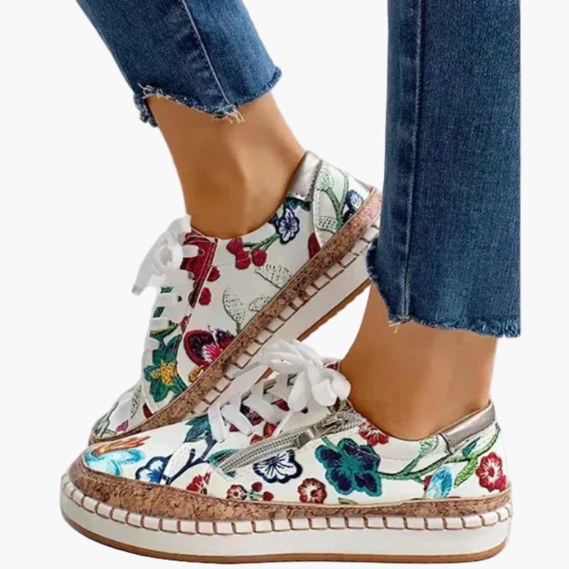 Baskets décontractées pour femme style floral brodé – Mode urbaine et confort quotidien