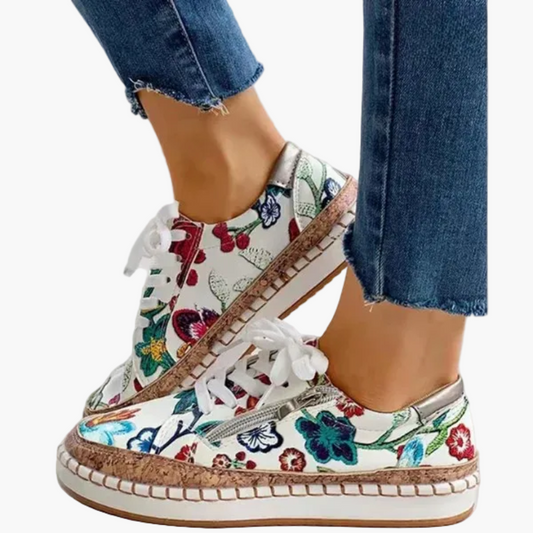 Baskets décontractées pour femme style floral brodé – Mode urbaine et confort quotidien