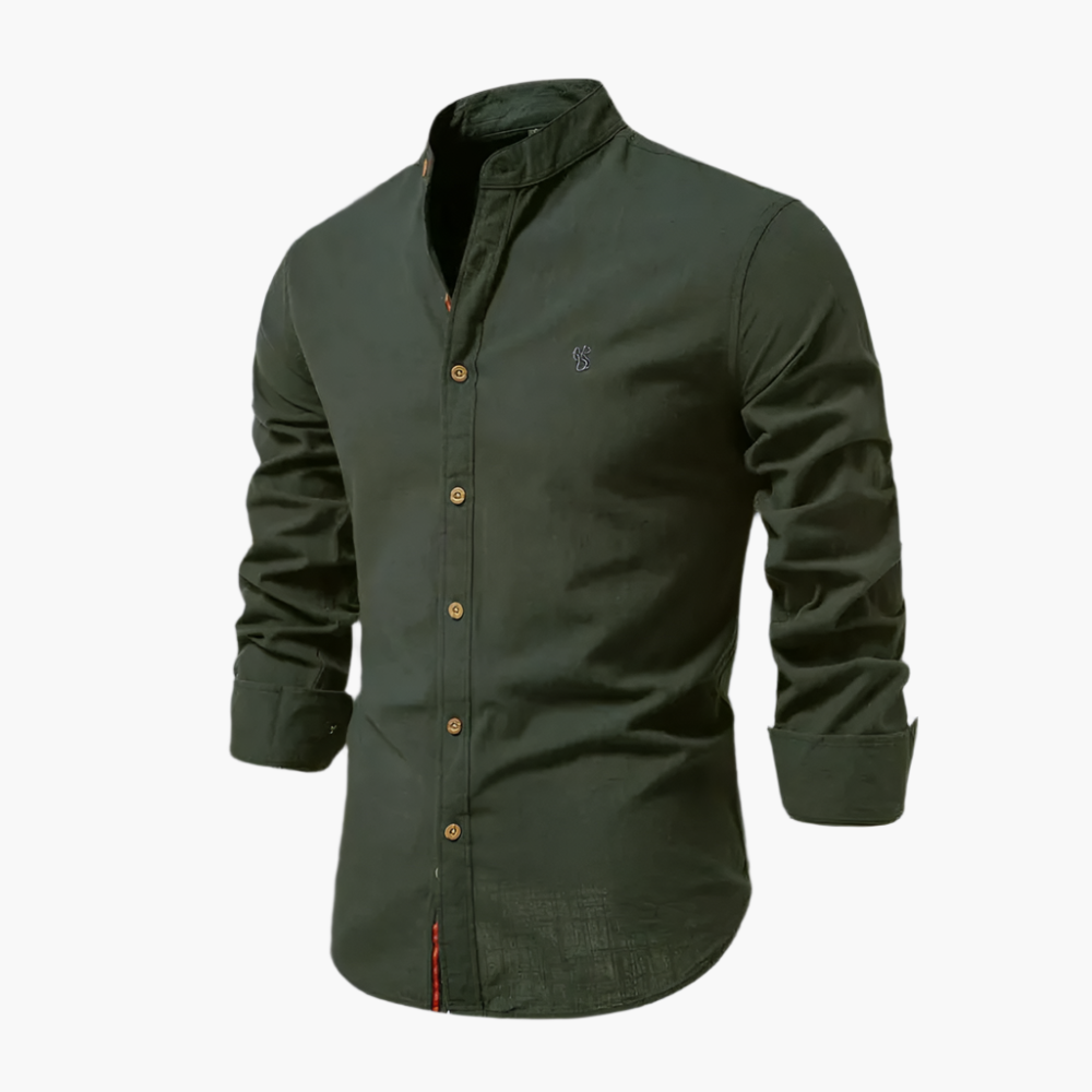 Chemise élégante à col mao pour homme, style moderne et polyvalent