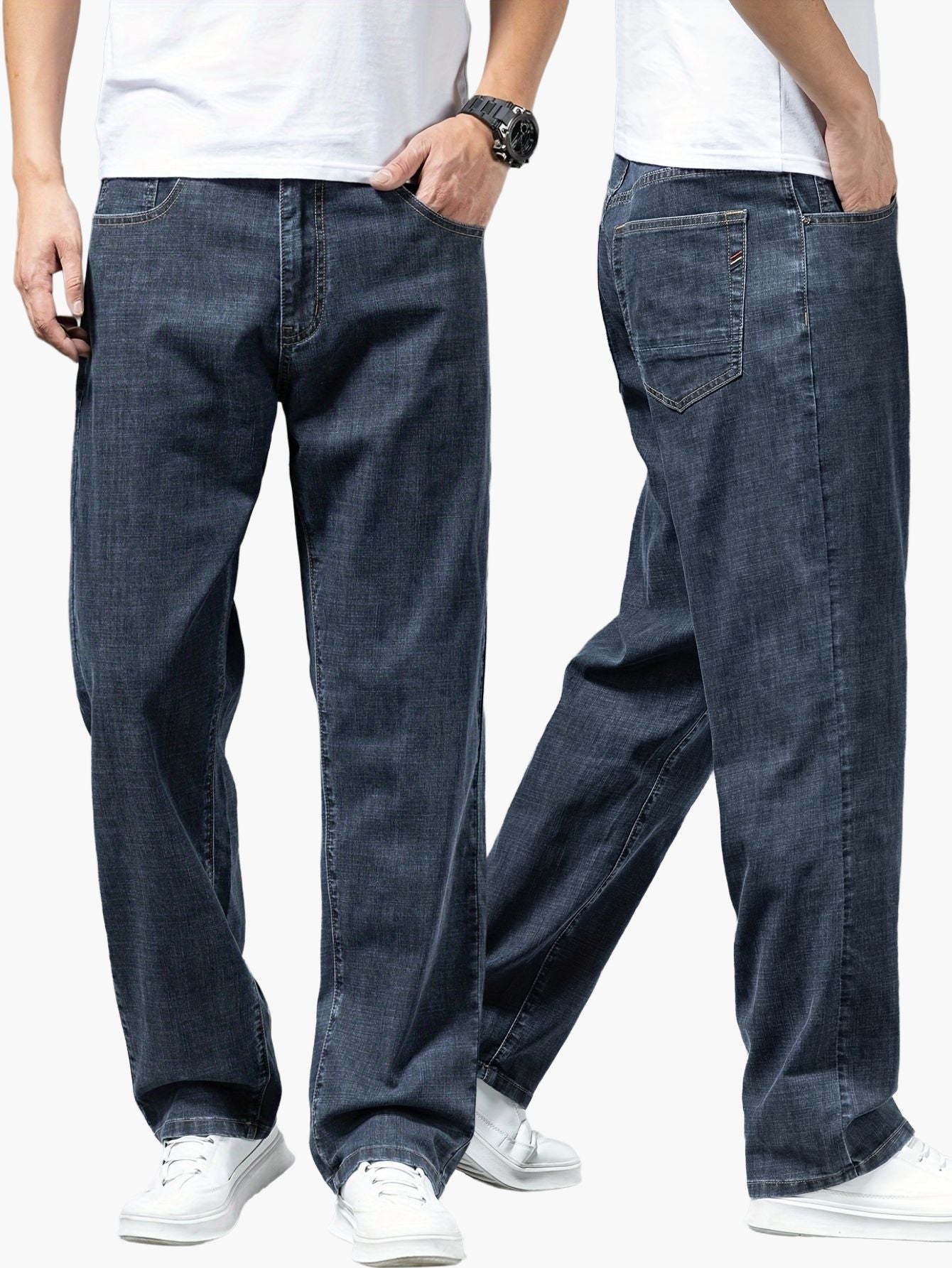 Jean décontracté homme coupe droite style classique pour usage quotidien