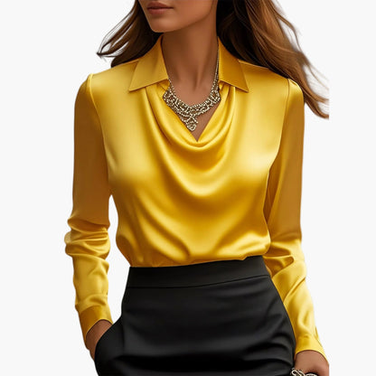 Elegante Damenbluse mit drapiertem Kragen im schicken Stil für Büro und Veranstaltungen