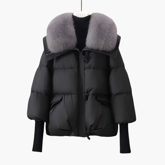 Elegant Women's Down Jacket with Fur Collar Urban Style Winter