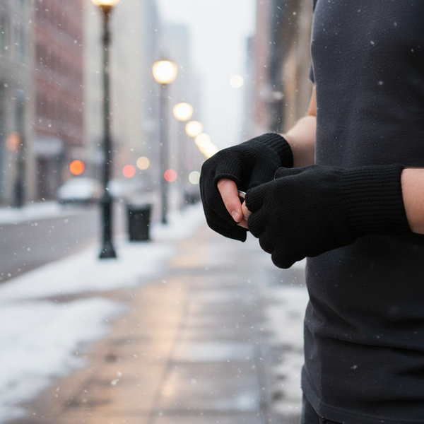Guantes negros tejidos sin dedos para el invierno