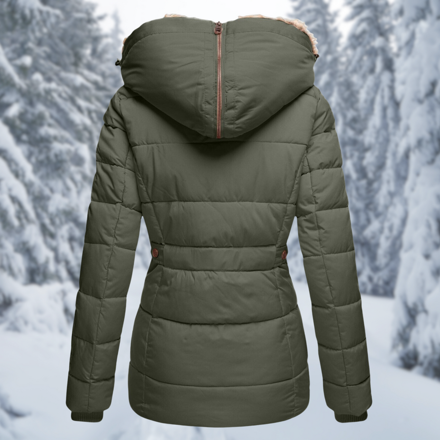 Doudoune Capuche Fourrure Synthétique Femme - Veste Rembourrée Hiver