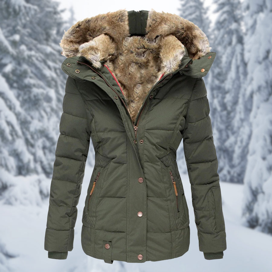 Doudoune Capuche Fourrure Synthétique Femme - Veste Rembourrée Hiver