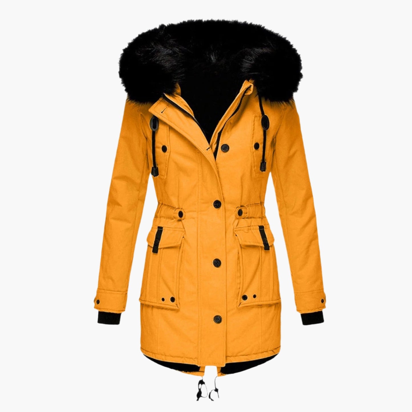 Elegant vinterparka til kvinder – varm urban stil med hætte i imiteret pels