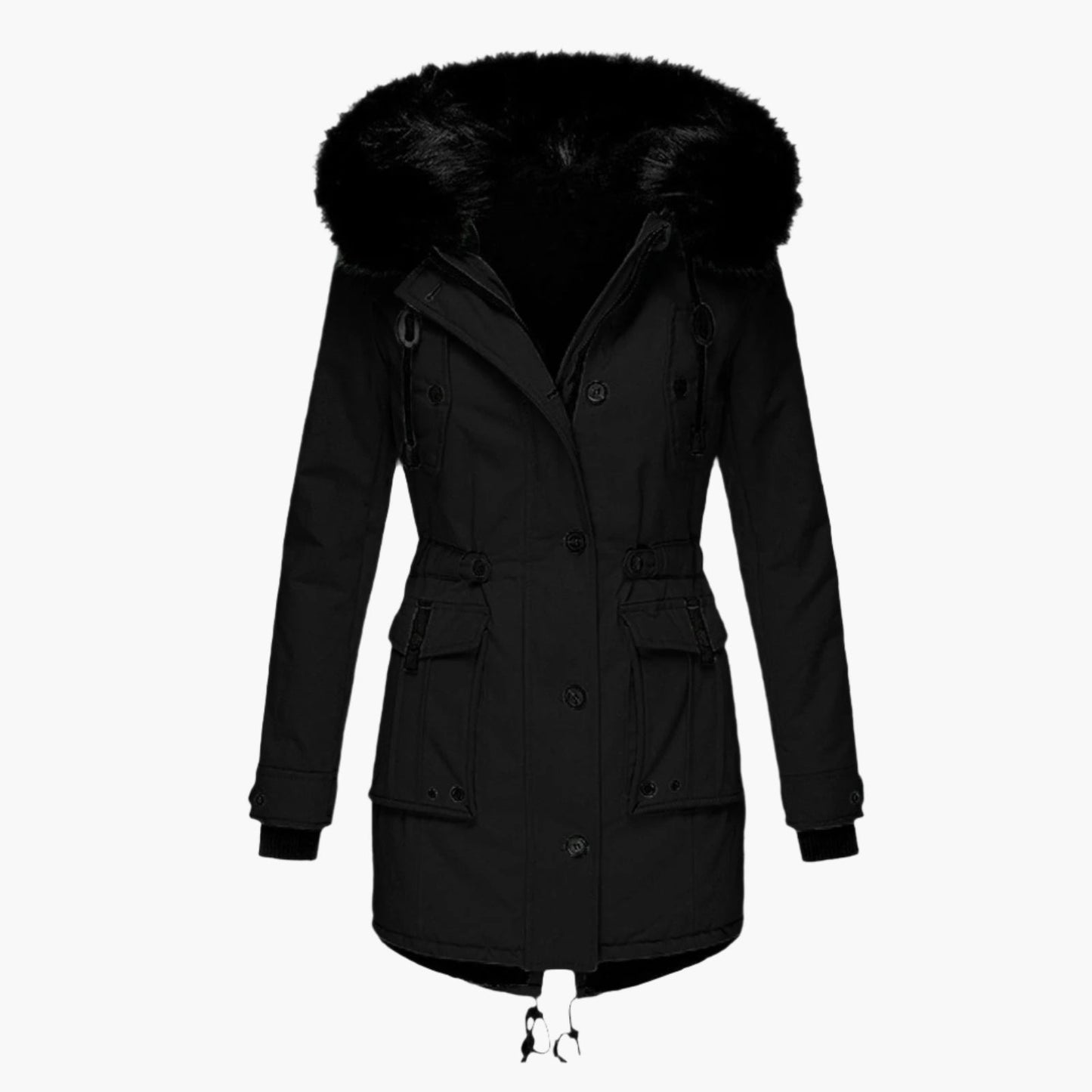 Elegant vinterparka til kvinder – varm urban stil med hætte i imiteret pels