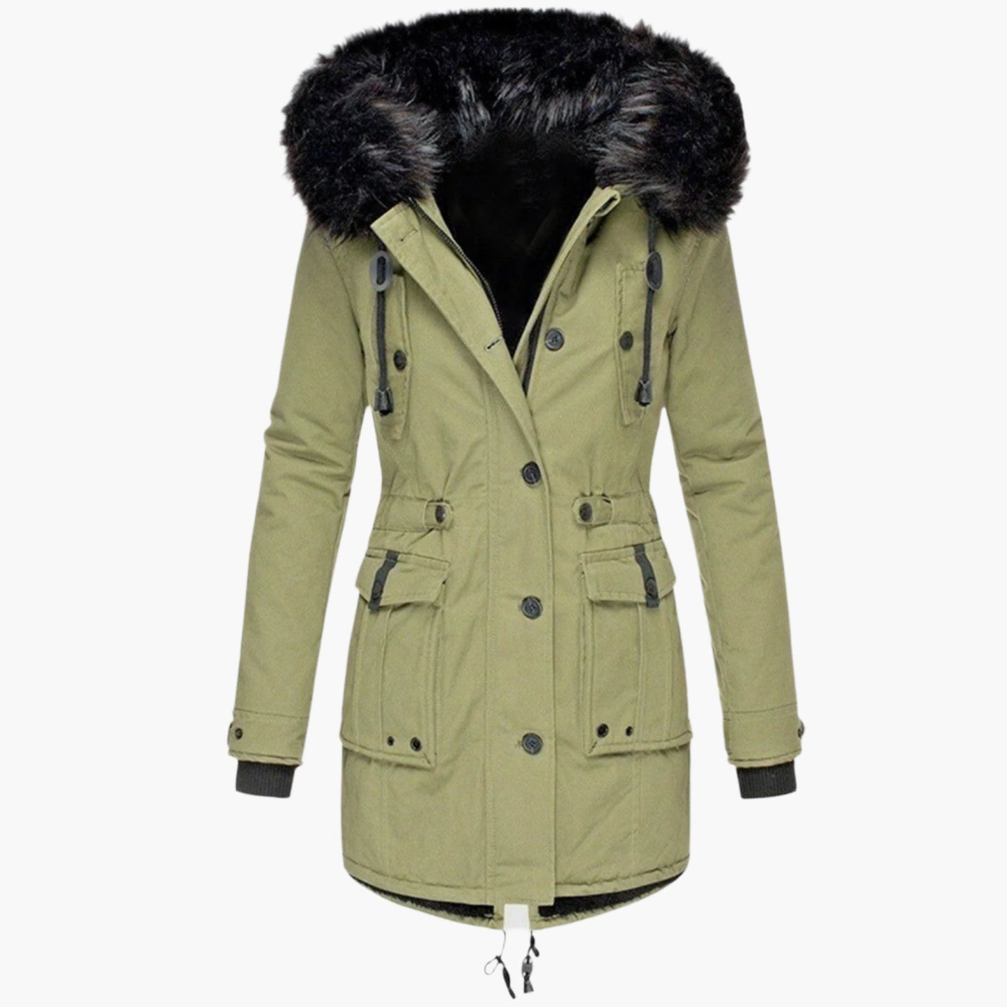 Elegant vinterparka til kvinder – varm urban stil med hætte i imiteret pels