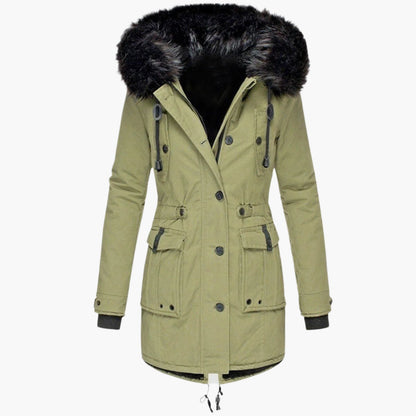 Elegant vinterparka til kvinder – varm urban stil med hætte i imiteret pels