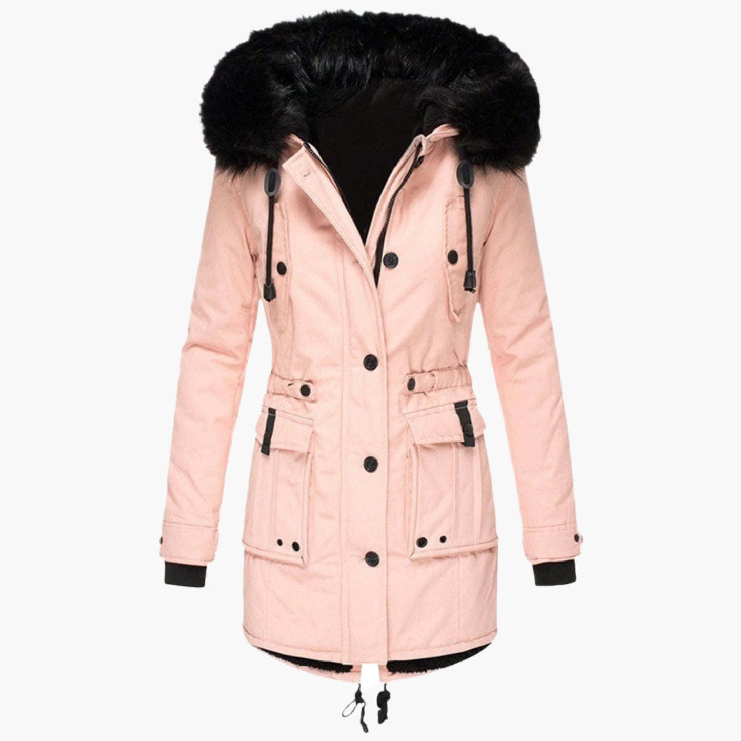 Elegant vinterparka til kvinder – varm urban stil med hætte i imiteret pels