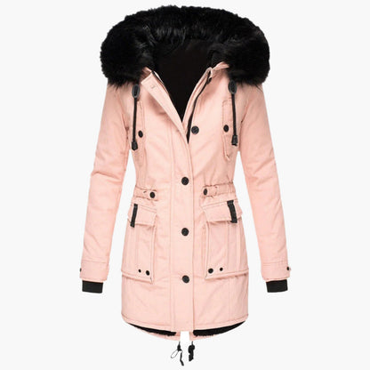 Elegant vinterparka til kvinder – varm urban stil med hætte i imiteret pels