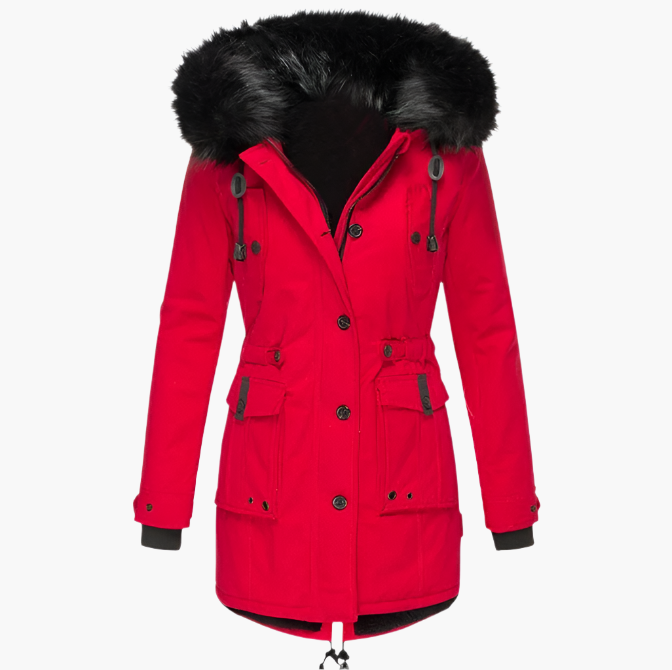 Elegant vinterparka til kvinder – varm urban stil med hætte i imiteret pels