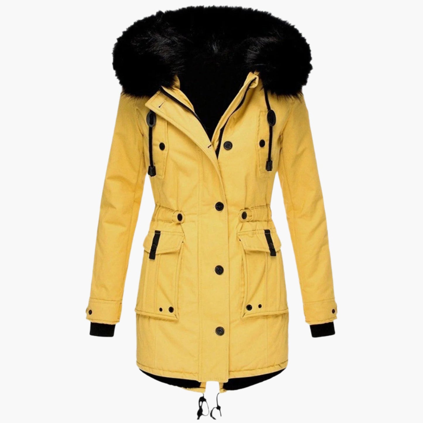 Elegant vinterparka til kvinder – varm urban stil med hætte i imiteret pels