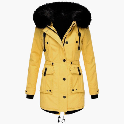 Elegant vinterparka til kvinder – varm urban stil med hætte i imiteret pels