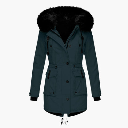 Elegant vinterparka til kvinder – varm urban stil med hætte i imiteret pels