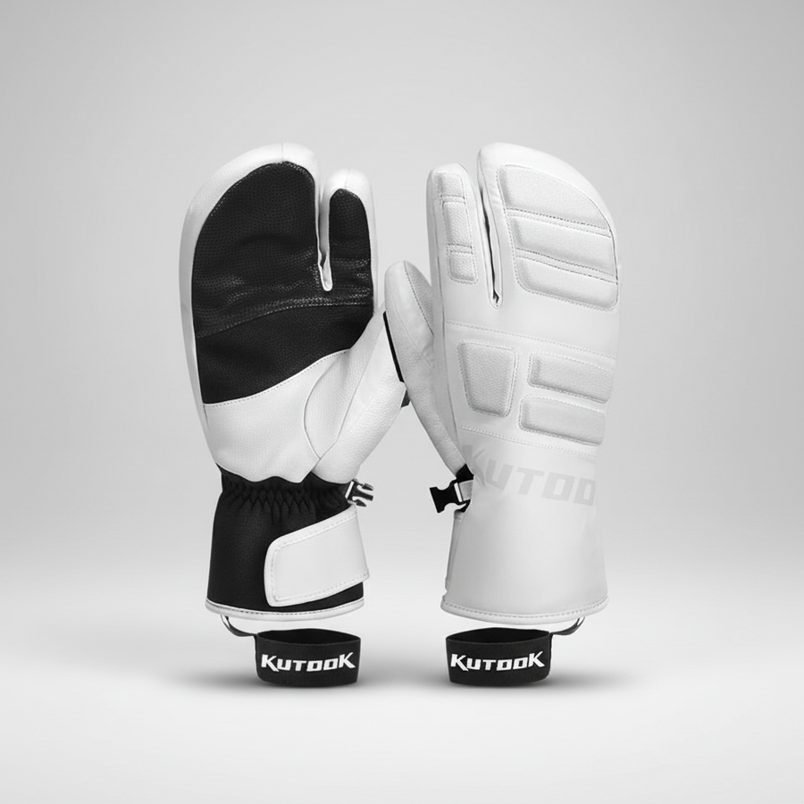 Wasserdichte Skihandschuhe mit verstellbarer Stulpe und Logo