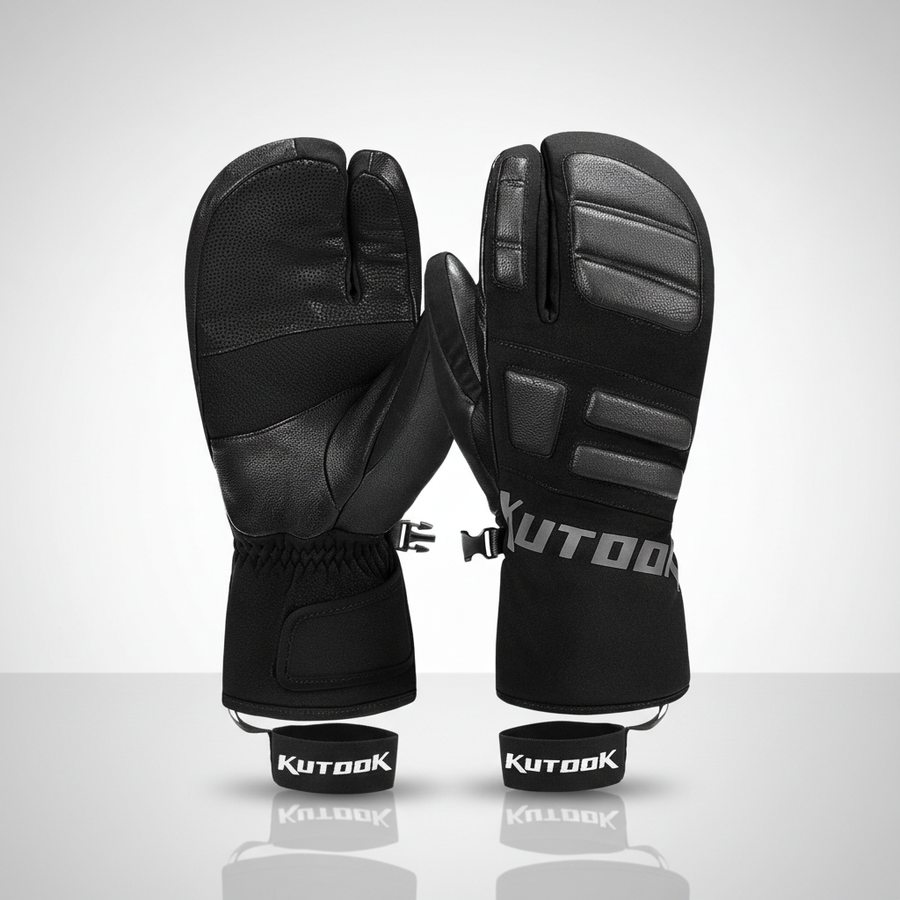 Wasserdichte Skihandschuhe mit verstellbarer Stulpe und Logo
