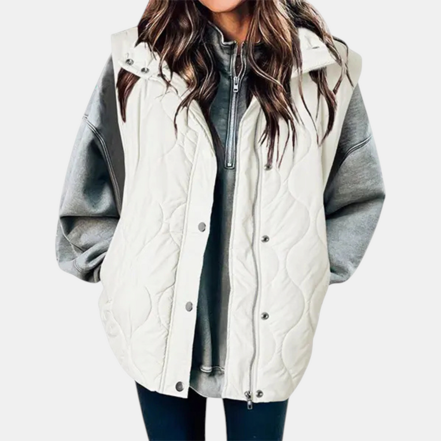 Women's quilted vest, sleeveless puffer jacket with zipper and buttons