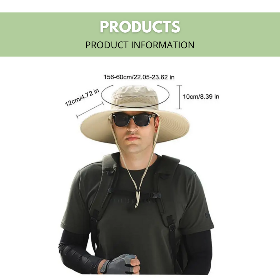 Chapeau de soleil large bord avec ventilateurs solaires intégrés