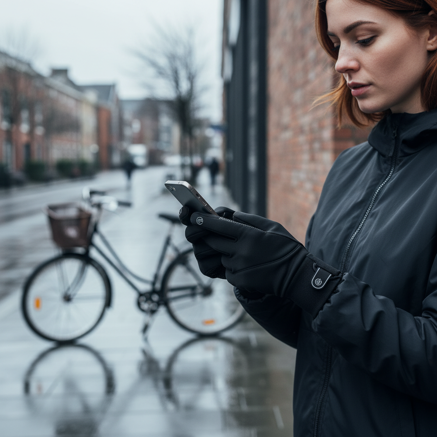Sorte eller grå touch-vinterhandsker med skridsikker overflade