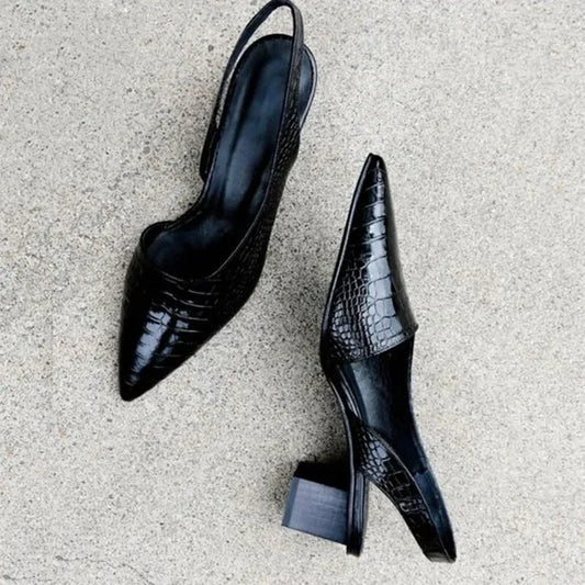 Escarpins slingback à talons moyens pointus pour femme – Élégance urbaine et confort quotidien