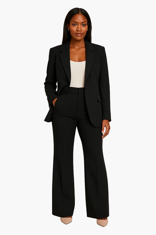 Tailleur pantalon femme élégant coupe droite pour bureau et occasions formelles