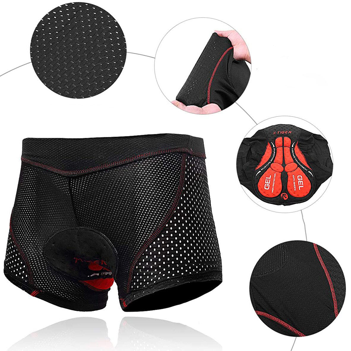 Short de cyclisme homme rembourré gel 5D respirant anti-choc pour longues distances
